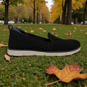 Ryka Black Knit Slip-On Flats Size 6.5